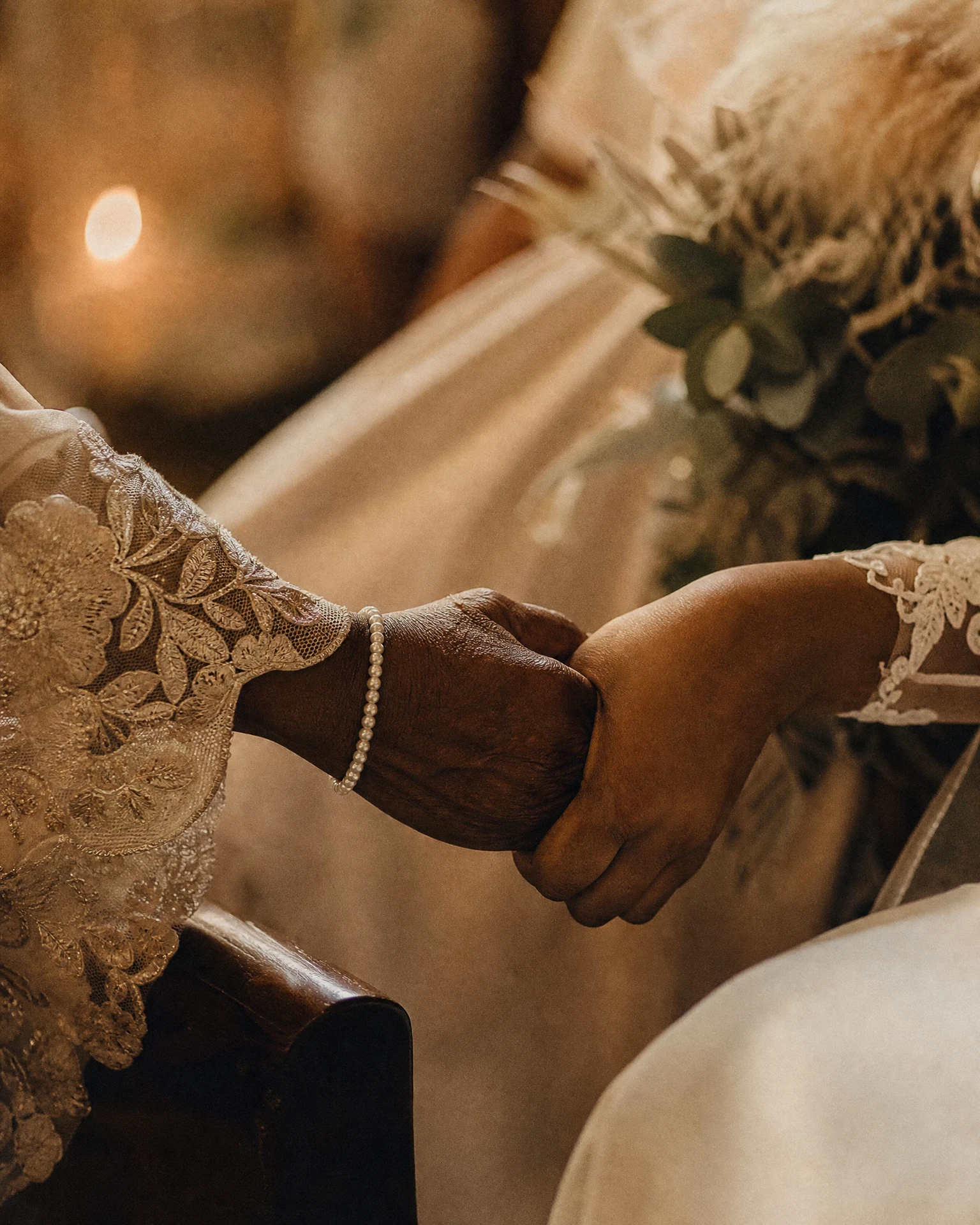 A quiet wedding ceremony handhold